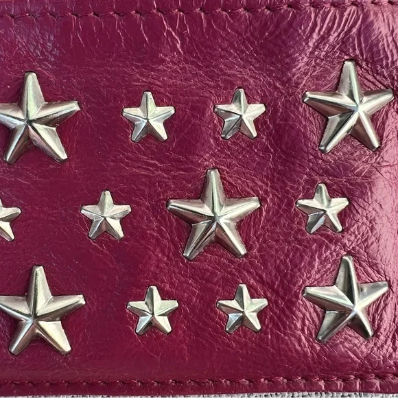 JIMMY CHOO Coin case pouch bag charm Star studded Magenta - Picture 7 of 7